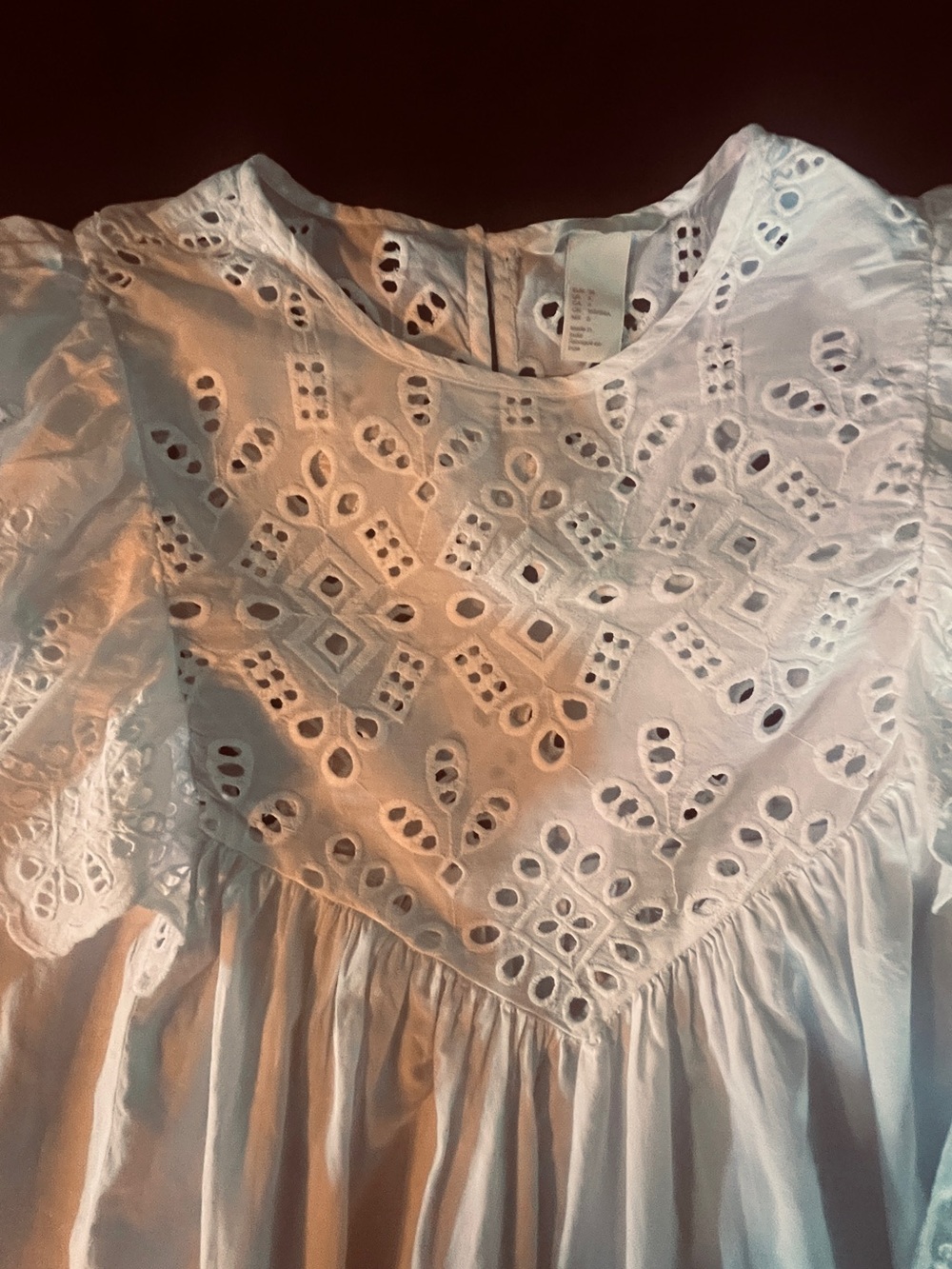 H&M White Eyelet Ruffle Yoke Blouse - Picture 3 of 6